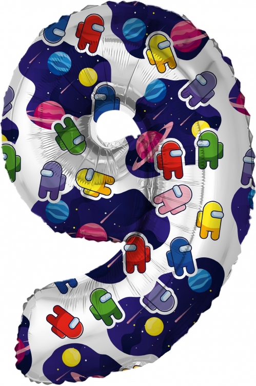 Шар Цифра "9" Космонавтики (в упаковке)