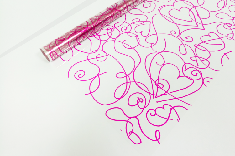 Пленка глянцевая "Сердца" Малиновые